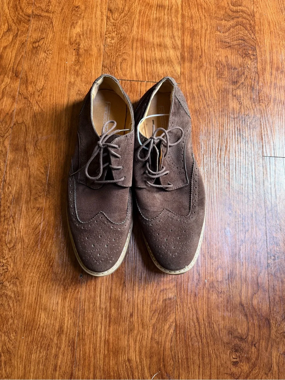 Men's Brown Suede Wingtip Derby Lace-Up Shoes